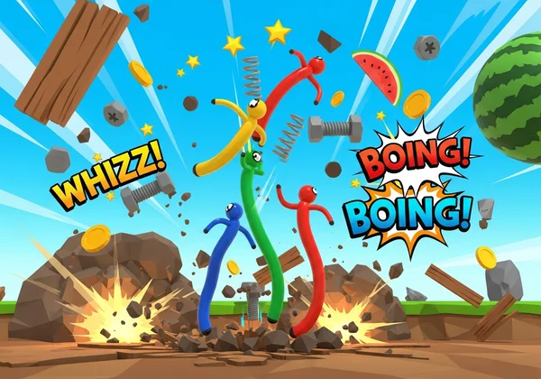 Funny Shooter 2 中卡通风格的布娃娃物理混乱场面