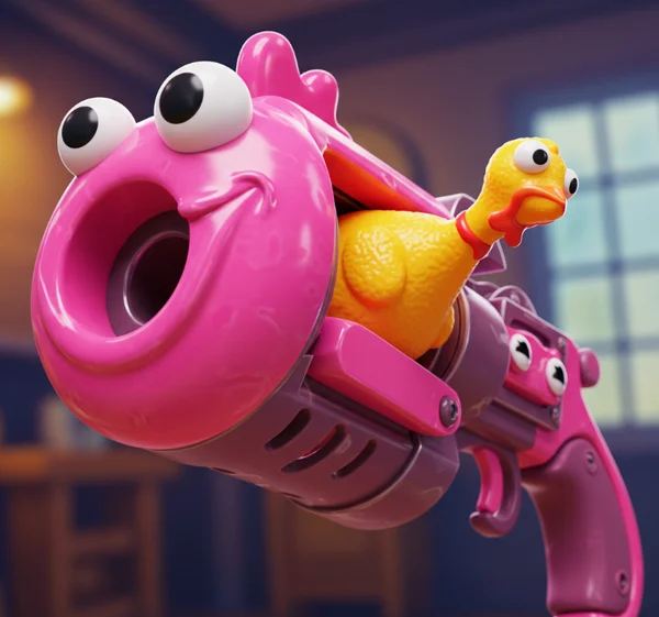 Close-up of a unique weapon in Funny Shooter 2
