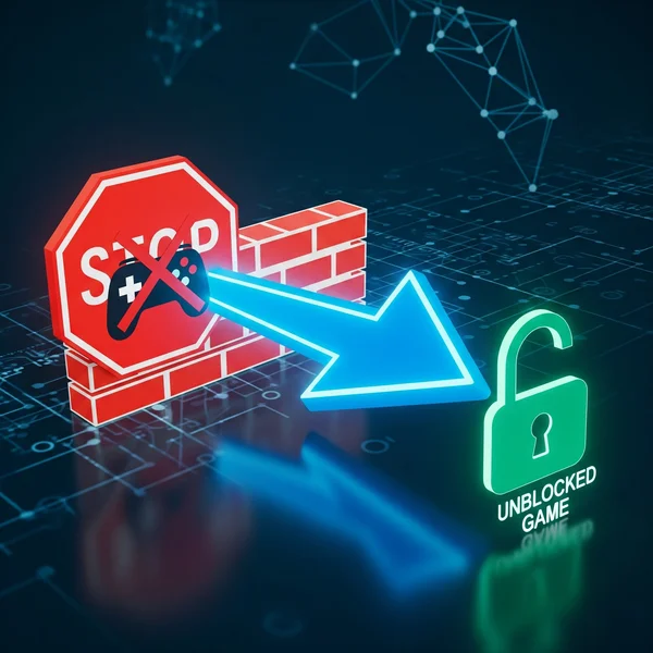 Bypassing network filters for unblocked game access concept.