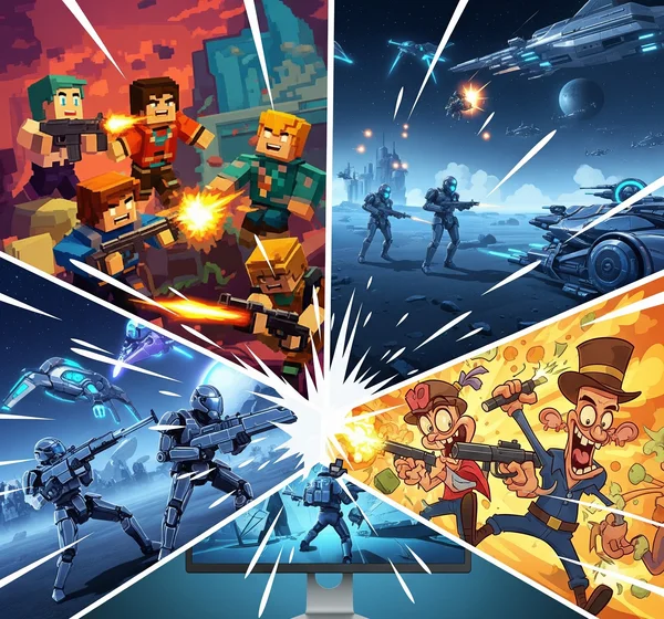 Collage of different browser fps games.