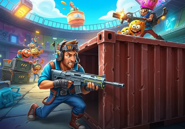 Игрок Funny Shooter 2 использует укрытие для тактического преимущества