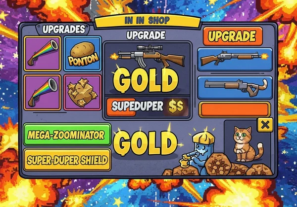 Внутриигровой магазин Funny Shooter 2 с улучшениями оружия