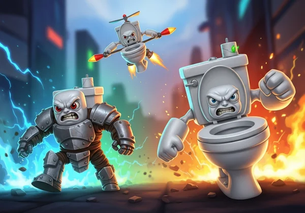 Различные типы врагов Скибиди Туалетов из Funny Shooter 2.