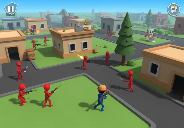 Player in Funny Shooter 2 exploring a new level with enemies
